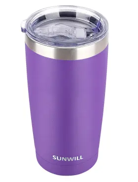 Sunwill 670924518488 Travel Coffee Tumbler 20 Oz Ounces Powder Coated Purple