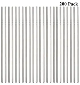Sunwinc 791370680038 Reusable Metal Straws 200 Pack 10.5 Inch Stainless Steel All Straight Stra