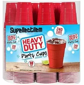 Supellectilem 850010839561 Red Plastic Disposable Cups - 18 Oz. 240 Ct. Heavy Duty Larg