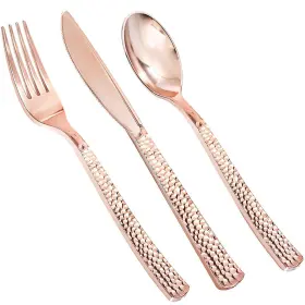 Supernal 664111765243 360pcs Rose Gold Plastic Silverwarerose Utensilsheavy Weight P