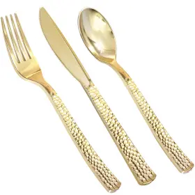 Supernal 664111767322 180 Pieces Gold Plastic Silverware Cutlery Forks And Spoons