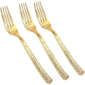 B07r8tr7ff Supernal 300pcs Gold Plastic Forks Disposable Hammered Premium Heavyweight Silve