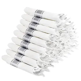 B08nvlwr4t Supernal 60 Pack Silver Plastic Silverware Pre Rolled Premium Disposable Si
