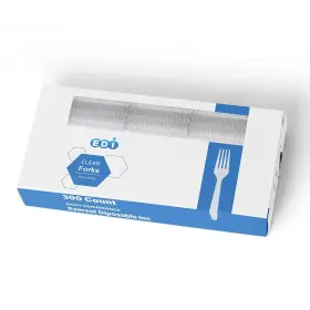 02635 Supplies 300 Forks Heavy-duty Clear Disposable Plastic Cutlery Value Pack Bpa-free