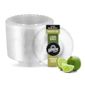 Be21013-3 Supreme Select Clear Disposable Plastic Bowls Pack Of 120 12 Oz Microwave Safe Dispos