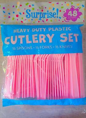 Surprise 1398740 Heavy Duty Plastic Cutlery Set 48 Count Pink Party