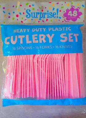 1398740 Surprise Heavy Duty Plastic Cutlery Set 48 Count Pink Party