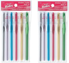 Susan Bates 711662931969 Silvalume Crochet Hook Set In Pouch Sizes F G H I J K 2 Pack