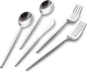 Sut 744110959710 150pcs Silver Plastic Silverware Disposable Cutlery Heavy Duty Disp