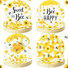 Med-suttmin-1851 Suttmin 80 Pieces Honey Bee Paper About 7 Inches/ 17.7 Cm In Diameter Mainly Yellow