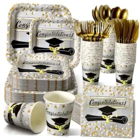 Med-suttmin-968 Suttmin 350 Pcs Paper Plates And Napkins Set 9 Inch 7 Disposable Sliver Graduation Med-suttmin-968 Suttmin 350 Pcs Paper Plates And Napkins Set 9 Inch 7 Disposable Sliver Graduation