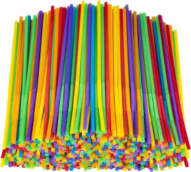 Suwimut 711181438918 600 Pack Flexible Plastic Drinking Straws 10.2 Inch Extra Long Colorful