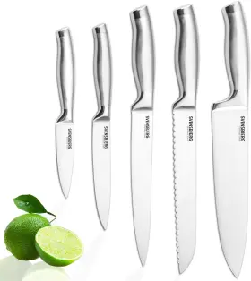 Sb-ks101 Svensbjerg Modern-silver Chef Kitchen 5 Pcs Knife Set