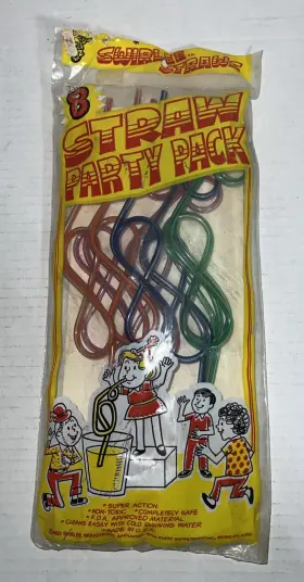 Swirlee Industries 077349020112 Vintage 1980 Straw Party Pack Qty 8 Sealed