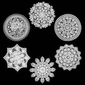5128nrrw5541 Synhhergyx 6pcs Lace Doilies For Tables 6 Inch White Crochet Diameter 5.9 Inches