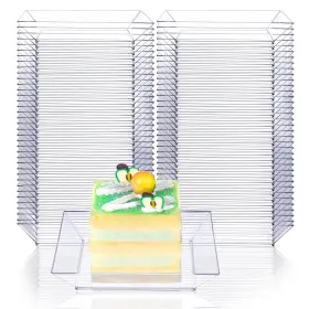629472 Synhhergyx 100 Pcs Clear Plastic Dessert Plates 3.6 Inch Mini