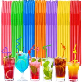 Szsrcywd 766757182344 200pcs Flexible Plastic Drinking Straws Colorful Disposable Large