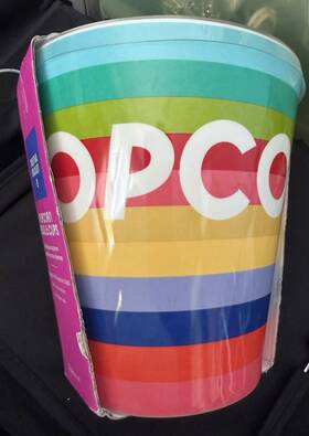 Tabitha Brown Lp5977648 Popcorn Bowl And Cups 5pc Set Multicolor Striped Rainbow Bpa-free