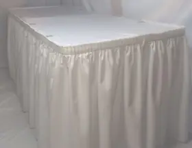 Tablecloth Market 707568439968 Custom Made 14ft White Polyester Pleated Table Skirt Skirting Trade Show