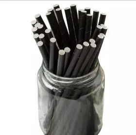 100132 Tablecraft Straws 7.75 Inch 6mm Paper Solid Black Unwrapped 500 Per Pack