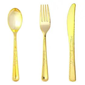 180-cutlery-3 Tabremstr 180 Pack Disposable Gold Plastic Silverware Contain 60 Forks60 Spoons60 Knives S