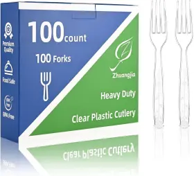 Taizhou Jiaojiang Chaoyue Plastic Factory 744760013206 100 Count Extra Heavy Duty Clear Forks Disposable Bpa-free Heat