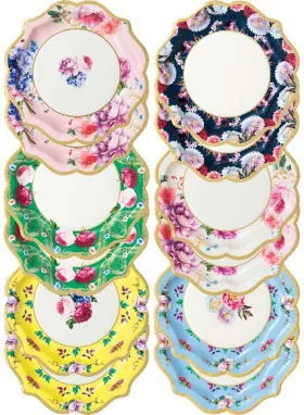 Talking Tables 052715105247 Truly Scrumptious Pack Of 12 Vintage Colourful Floral Paper Plates For Afternoon