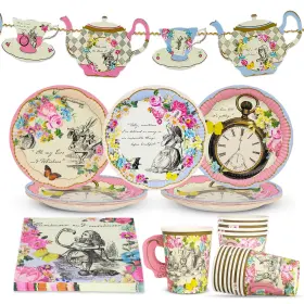Talking Tables 052715132656 Alice In Wonderland Party Set For 16 Plates Cups Napkins And Decor