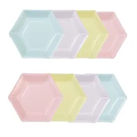 Talking Tables 052715134735 Pack Of 8 10 Inch Large Hexagon Shaped Pastel Paper Plates Disposable Party Tabl