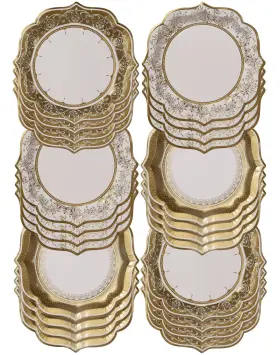 Talking Tables 052715149258 24 X Gold Disposable Paper Party Plates In 3 Styles Strong And Sturdy Elegan
