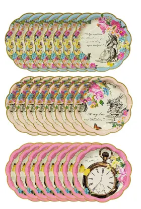 Tsalice-plate24 Talking Tables Pack Of 24 Alice In Wonderland Themed Disposable Paper Plates