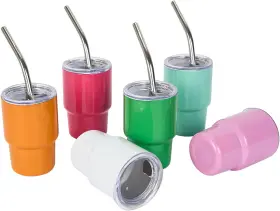 Xbz-xg-6p-888 Tamarac Mini Tumbler Shot Glass With Straw 3 Oz Gauge Colorful-6pcs