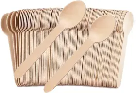 Tangtea004 Tangtea 445021040063 100 Pack Wooden Spoons Disposable - 6.3 Inch Length Biodegradable Cutlery Comp