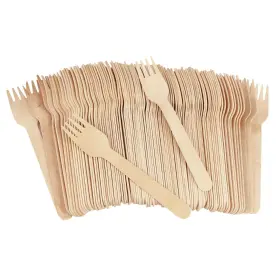 Tangtea 742297156434 100 Pack Disposable Wooden Forks - 6.2 Inch Length Compostable Biodegrada