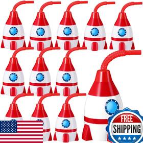 Tanlade B0cldl3ns4 Rocket Space Cups With Straws - 12 Sets Bulk Party Favors