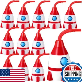 B0cldl3ns4 Tanlade Rocket Space Cups With Straws - 12 Sets Bulk Party Favors
