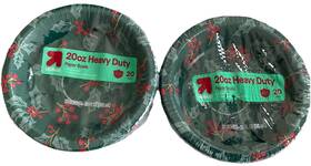 Target 041594509937 Paper Bowls Lot Of 2 Packages 20 Oz - 40 Count Total Holly/berries New