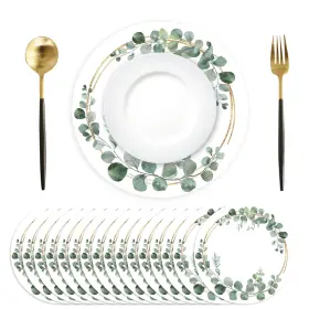 T-mat142 Tarklanda Disposable Paper Placemats - 100 Pack Green 13.7 Inches Leaves