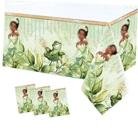 Tbw-tccy066 Tbw Party Direct Princess Tablecloth Green Floral Birthday Table Covers And 3