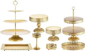 Cyb-002 Tcomhk Cake Stand Set-8 Pcs Gold -dessert Table Display Set-cake