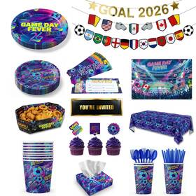 Techmysteryhouse 2026031663 251 Pcs Soccer Party Supplies And Decorations Vibrant Geometric Football Theme
