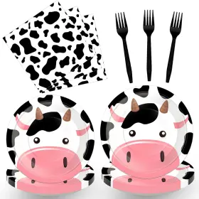 St-20231127 Technology Welliboon Highland Cow Birthday Decorations Party Plates