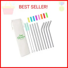 Teivio 637045221666 8 Pack Short Stainless Steel Straws 6.25 Inch And 6 Metal Reusable S