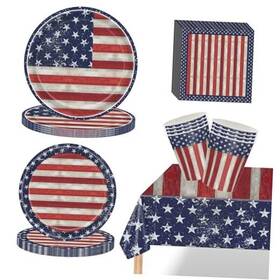 Teksavers 4thjulydecor 4th Of July Party Supplies Serve 16 Americana Vintage Kit Set Includes