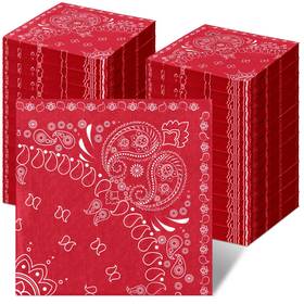 Teling Jg-teling-2828 Western Party Bandana Napkins 2 Ply Disposable 6.3 X Inches Red