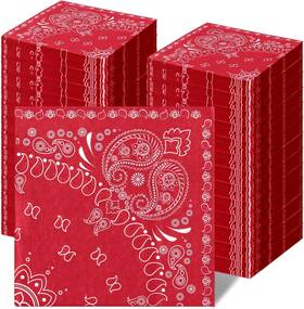 Teling Jg-teling-3982 200 Pcs 2 Ply Red Bandana Paper Napkins Western Party Bulk Disposable