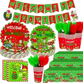 Tentaquil 793463208419 251pcs Whoville Christmas Decorations Welcome To Banner Paper Plates