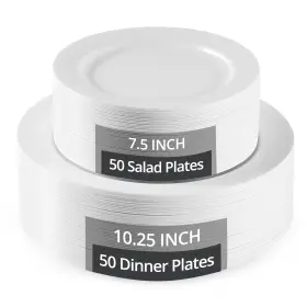 Tenyasen White30 30 Tenyansen 100pcs White Plastic Plates For Party Heavy Duty Disposable
