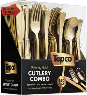 Tepco S40f80k40 160 Silverware Set - Disposable Flatware 80 Plastic Forks 40 Spoons