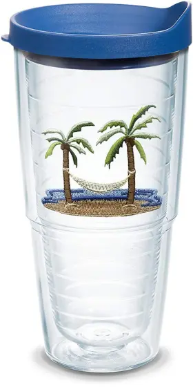 1092340 Tervis Palm Tree And Hammock Scene Made In Usa Double Walled 24 Ounces Lidded